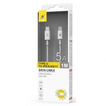 Cable OnePlus for Iphone IP8/X/XS/11-USB-C 1m 5A white 