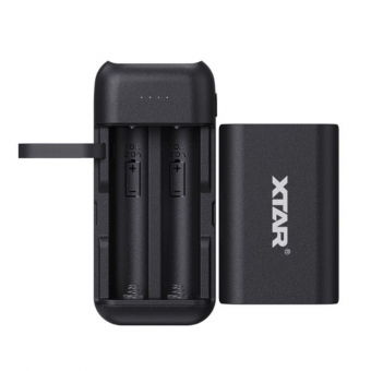 Akumuliatorių įkroviklis XTAR PB2C Li-Ion 18650 USB QC3.0 su nešiojamo įkroviklio ("powerbank") funkcija 