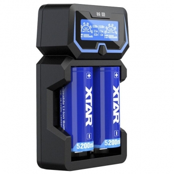 Akumuliatorių įkroviklis XTAR X2  Li-Ion/NiMh  2A  AC/USB greito įkrovimo 